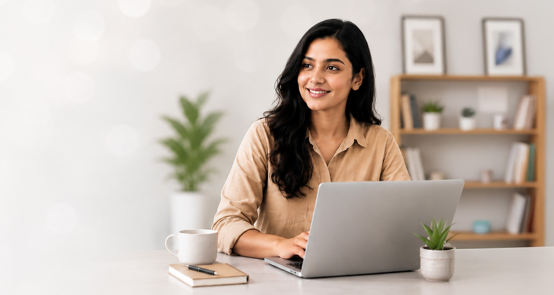 Woman working on laptop